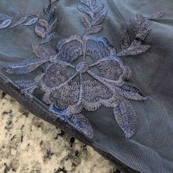 JJ'S HOUSE Nwt Embroidered Sheath Dres 24/26W Allover Lace 3/4 Sheer Sleeve Blue - Picture 4 of 10